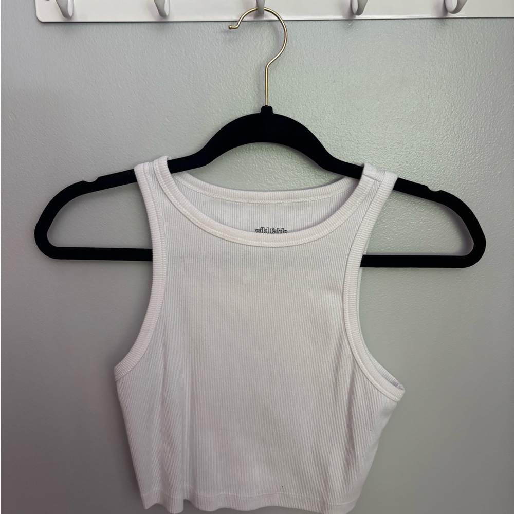 Wild Fable White Ribbed Tank Top